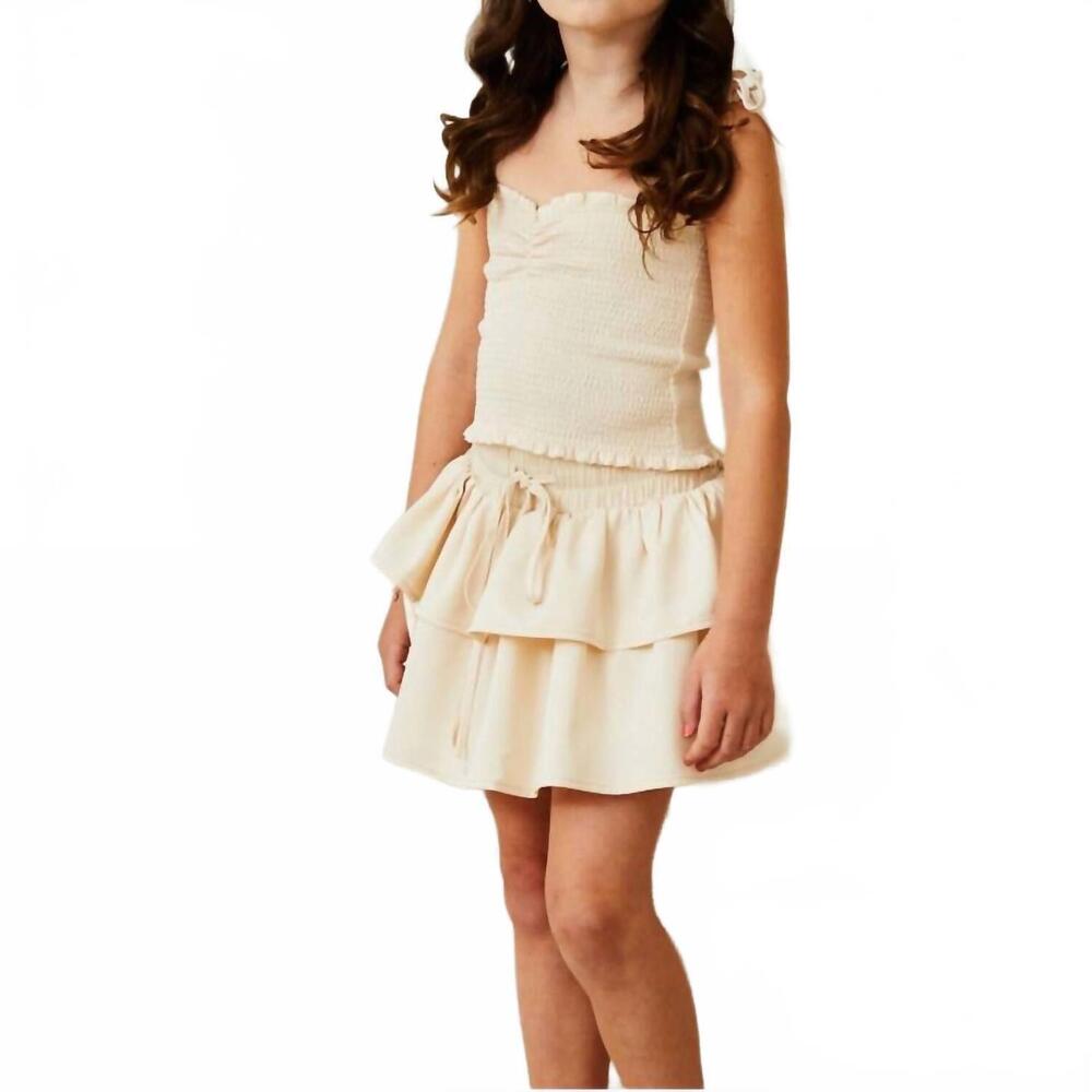 NEW THEME georgia smocked top in champagne